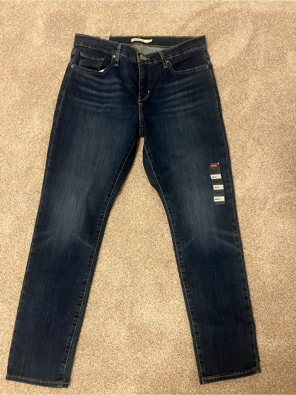 Dark Wash Women's Levi Slim Jeans - Navy Blue(Size:16)